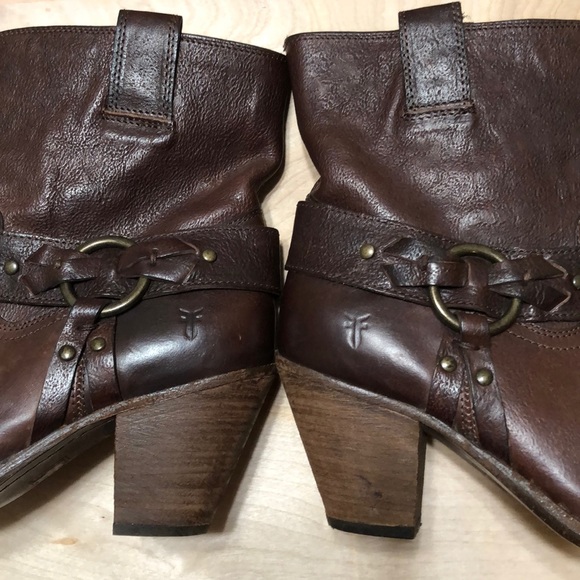 Frye Shoes Frye Brown Leather Round Toe Harness Boots Poshmark